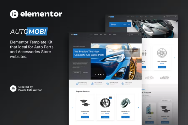 Automobi – 汽车零件商店和配件 Elementor 模板套件