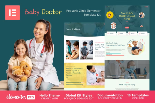 婴儿医生 – 儿科诊所 Elementor 模板套件
