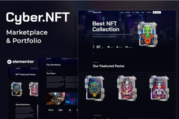 Cyber​​.NFT 市场和投资组合 Elementor 模板工具包
