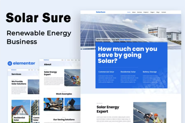 Solar Sure – 可再生能源业务 – Elementor 模板套件