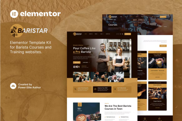 Baristar – 咖啡师课程和培训 Elementor 模板套件