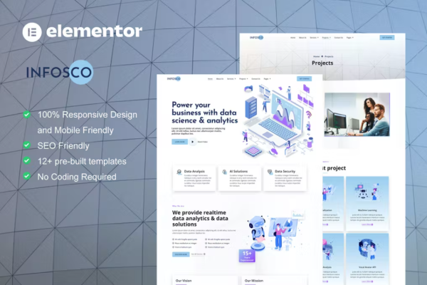 Infosco – 数据科学和分析服务 Elementor 模板工具包