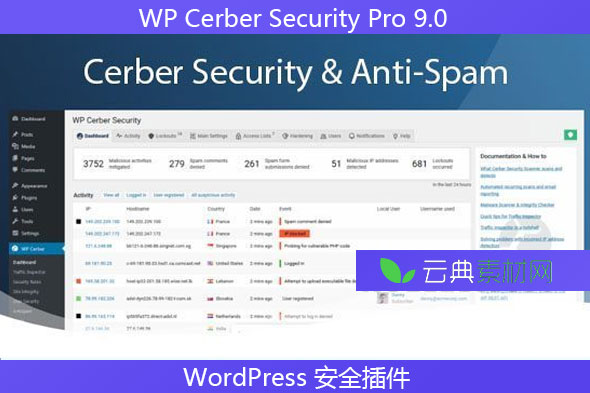 WP Cerber Security Pro 9.0 – WordPress 安全插件