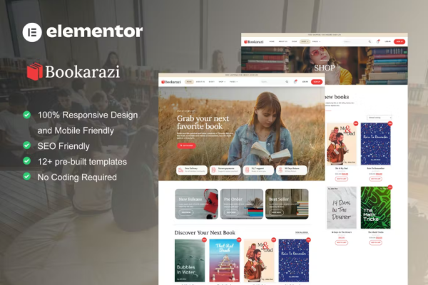 Bookarazi – 作者和出版商 E​​lementor 模板工具包