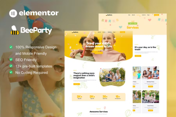 BeeParty – 儿童派对策划师 Elementor 模板套件