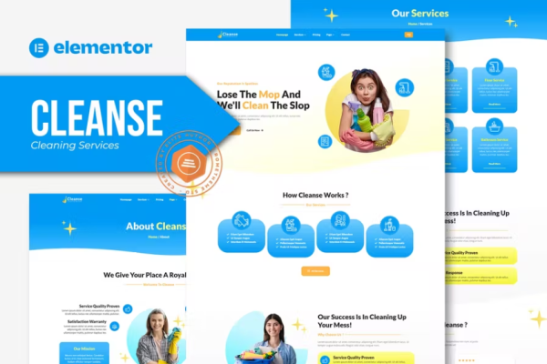 Cleanse – 清洁服务 Elementor 模板套件
