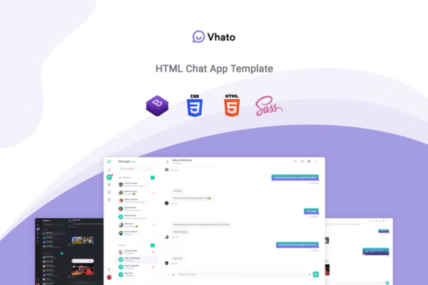Vhato – 聊天和消息传递 HTML5 模板