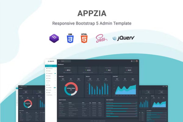 Appzia – 响应式 Bootstrap 5 管理仪表板