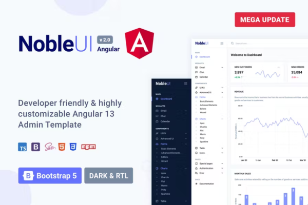 NobleUI – Angular 13+ 管理模板