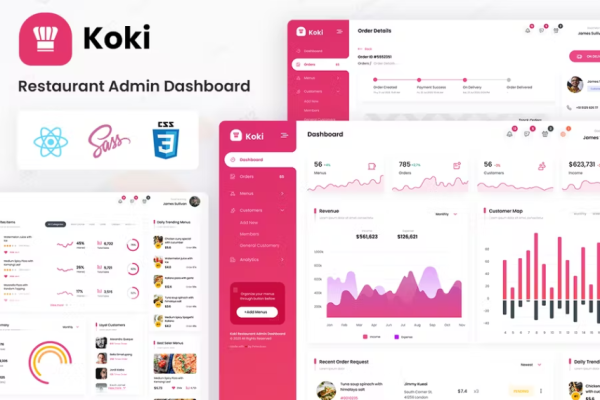 Koki – Restaurant Food React Admin Dashboard Templ