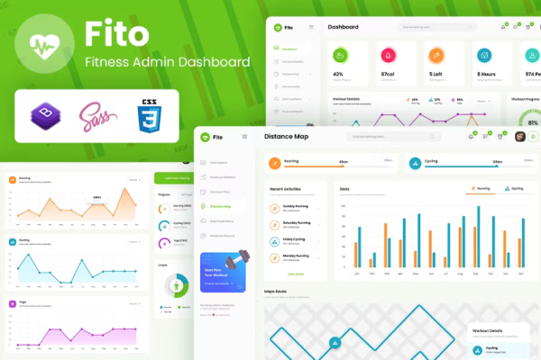 Fito – 健身管理员反应仪表板模板