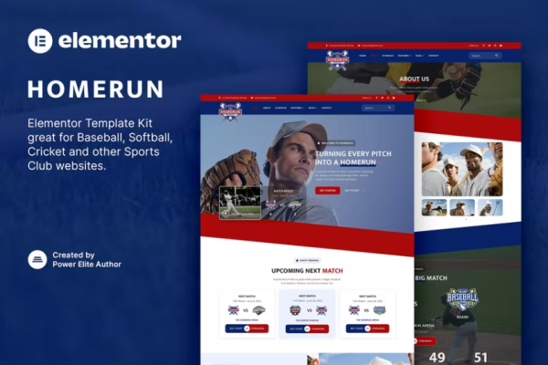 Homerun– 棒球队和体育俱乐部 Elementor 模板套件-myforexstore