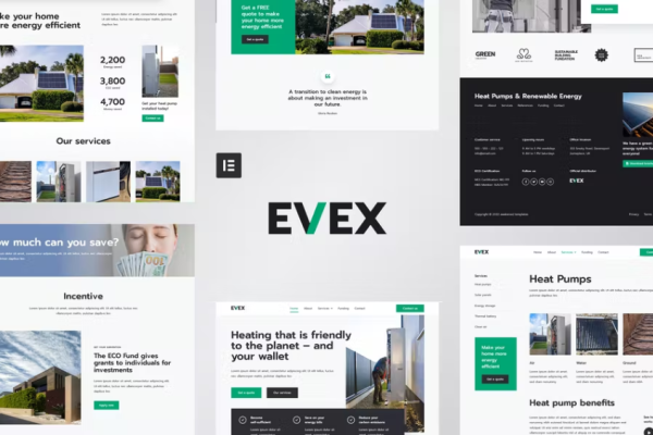 Evex – 热泵和可再生能源 Elementor 模板套件-myforexstore