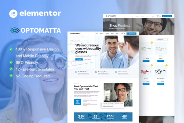 Optomatta – 眼镜商和眼镜店 Elementor Pro 模板套件