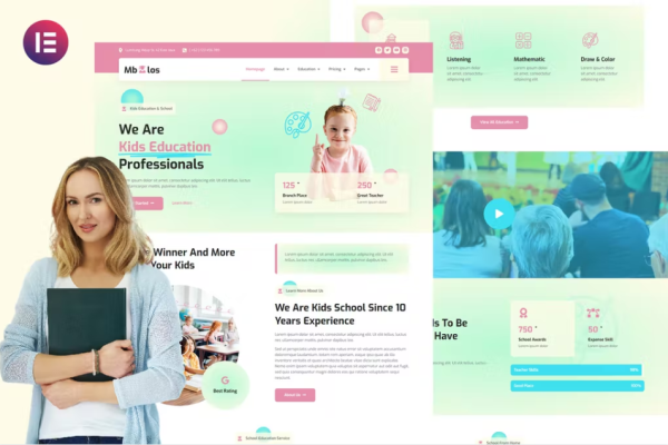 Mbolos – 儿童学校简介和促销 Elementor 模板套件