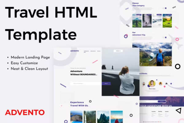 Advento – 旅行一页 HTML 模板