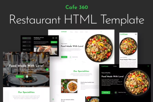 咖啡厅360 | 餐厅一页 HTML 模板