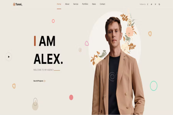 Tonni – 个人投资组合 HTML 模板