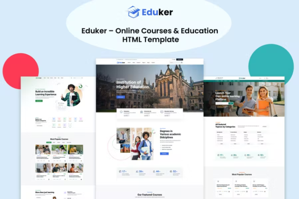 Eduker – 在线课程和教育 HTML5 模板