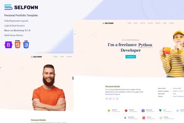 Selfown – 个人投资组合 Bootstrap 5 模板