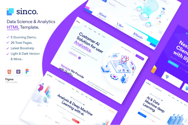 Sinco – 数据科学与分析 HTML5 模板
