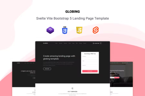 Globing – Svelte 登陆页面模板