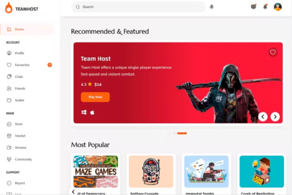 TeamHost – 游戏社区 HTML