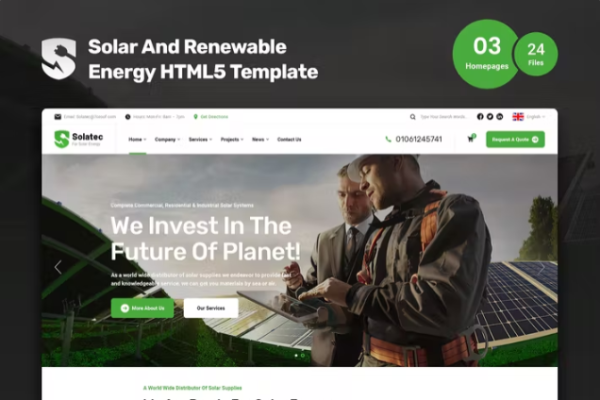 Solatec – 生态与太阳能 HTML5 模板
