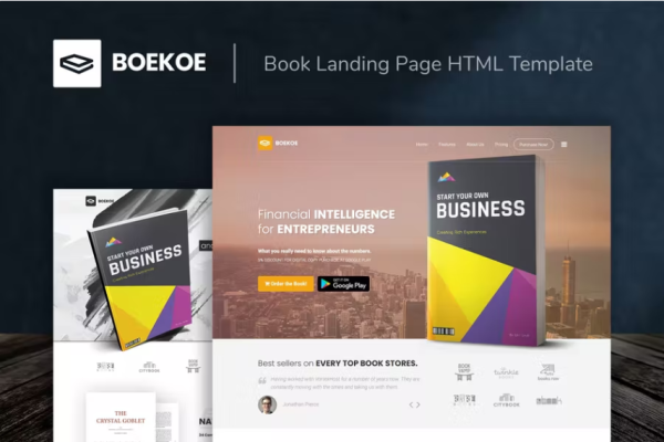 Boekoe – 图书登陆页面 HTML 模板