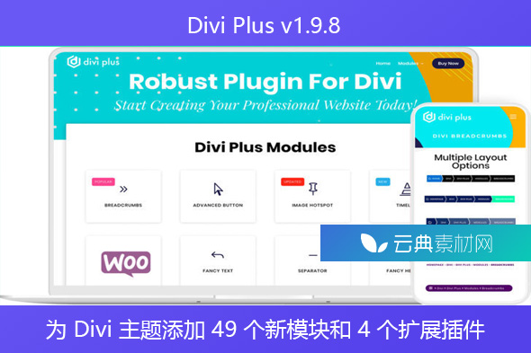 Divi Plus v1.9.8 – 为 Divi 主题添加 49 个新模块和 4 个扩展插件
