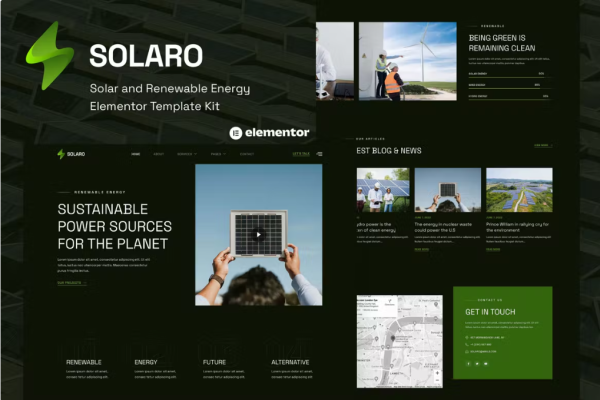 Solaro – 太阳能和可再生能源 Elementor 模板套件