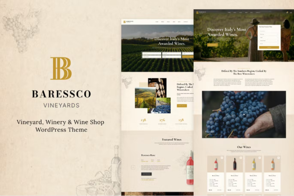 Baressco – 葡萄酒、葡萄园和酿酒厂 WordPress 主题