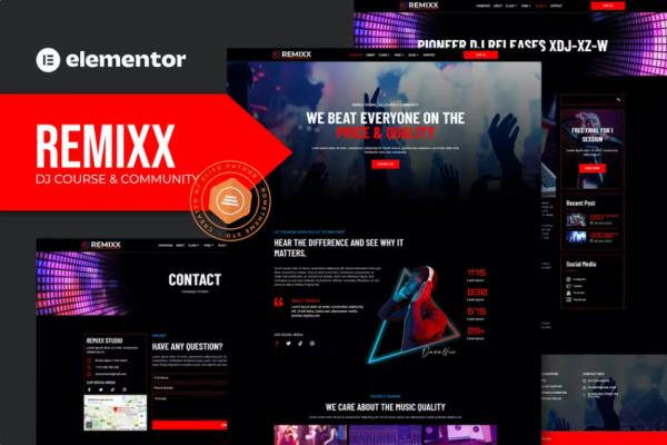 Remixx – Dj 课程和社区元素模板套件