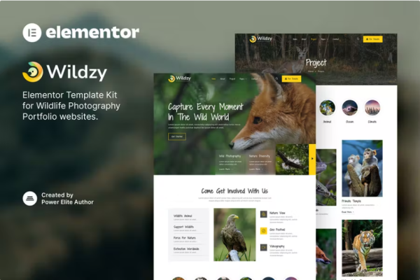 Wildzy – 野生动物摄影 Elementor 模板套件