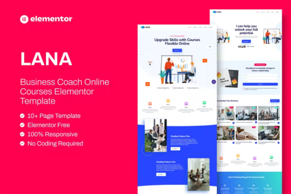 Lana – 商务教练在线课程模板 Elementor