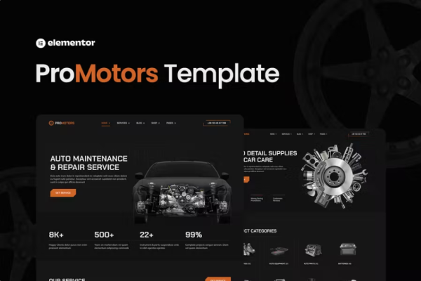 ProMotors – 汽车服务和细节元素模板套件