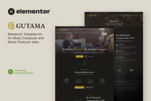 Gutama – 音乐作曲家和制作人 Elementor 模板套件
