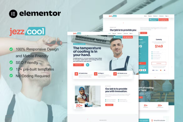 JezzCool – 空调维修服务 Elementor Pro 模板套件