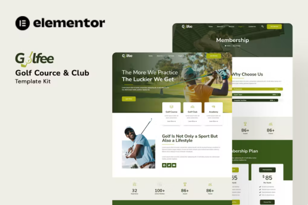 Golfee – 高尔夫球场和俱乐部 Elementor 模板套件