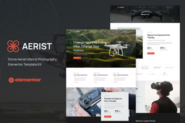 Aerist – 无人机航拍视频和摄影 Elementor 模板套件