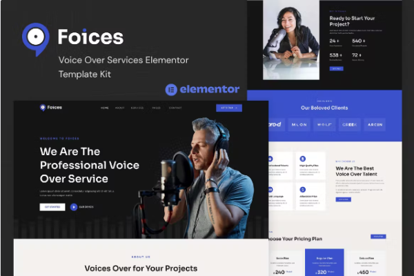 Foices – Voice Over Services Elementor 模板工具包