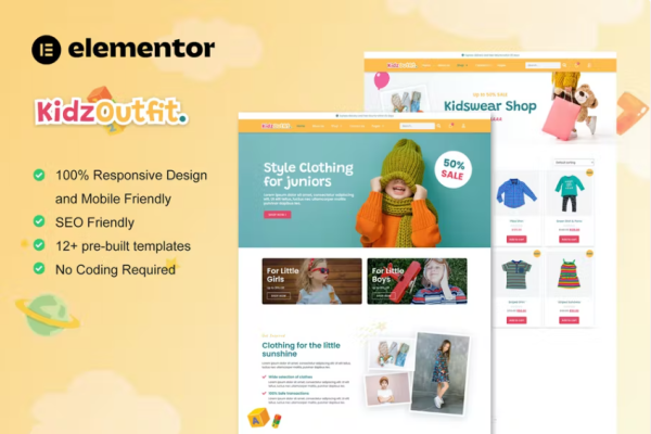 KidzOutfit – WooCommerce 儿童时装店 Elementor 模板套件