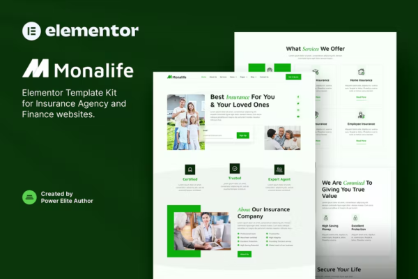 Monalife – 保险代理和金融 Elementor 模板套件