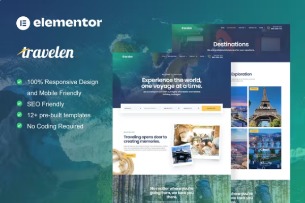 Travelen – 旅行社 Elementor Pro 模板套件