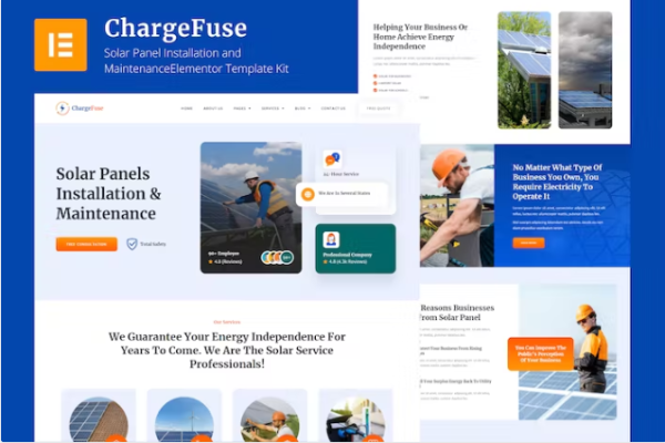 ChargeFuse – 太阳能电池板安装和维护 Elementor 模板套件