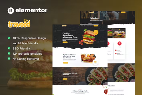 Travood – 食品卡车和街头食品 Elementor Pro 模板套件