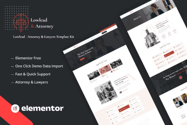 Lowlead – Attorney & Lawyers Elementor 模板套件