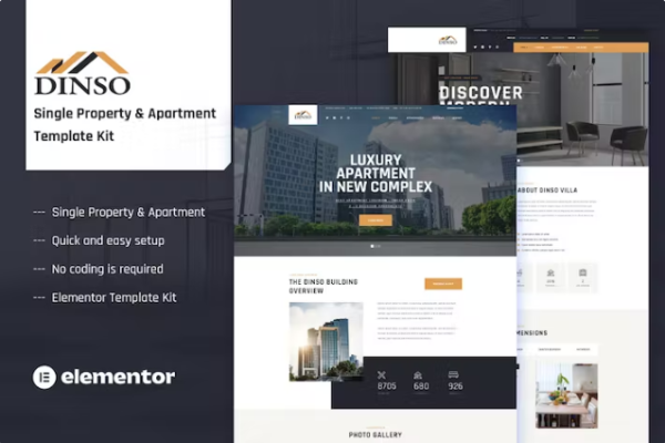 Dinso – 单一物业和公寓 Elementor 模板套件