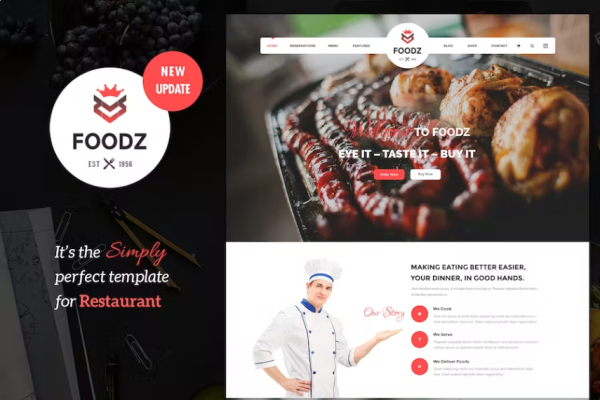 Foodz – 餐厅、水疗和沙龙 Joomla 4 模板