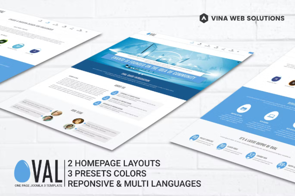 Vina Oval :: 响应式 Joomla 3 单页模板
